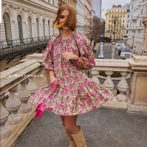 ZARA Floral Puff sleeves mini dress
